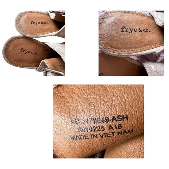 Frye Co Suede Donna Slingback Sandals Sz 9M Ash Suede Leather Heels Peep… - Picture 10 of 12